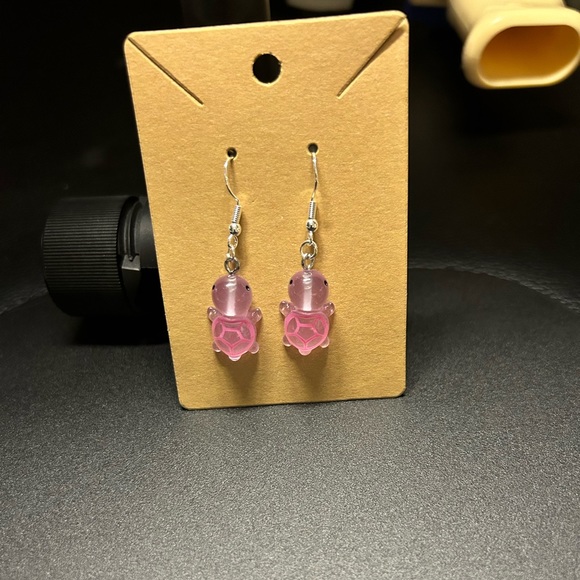 Jewelry - B3G1 Handmade Pink Turtle Earrings
